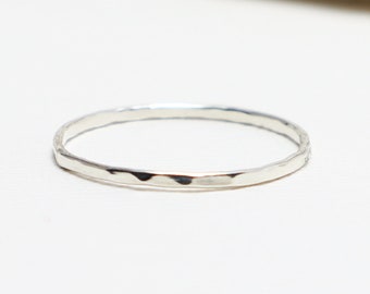 Super Thin Silver Hammered Ring, Dainty Rings For Women, Thumb Ring, Simple Delicate Stacking Ring, Skinny Ring, Knuckle, Midi | Mirth Ring