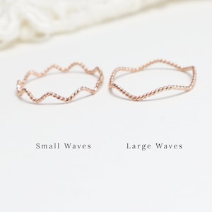 Thin Rose Gold Twist Wavy Ring, Zig Zag Gold Rings For Women, Thumb Ring, Dainty Delicate Minimalist Rose Gold Filled Ring | Wave Rings