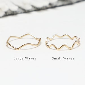Thin Gold Wavy Wave Ring, Zig Zag Dainty Gold Rings for