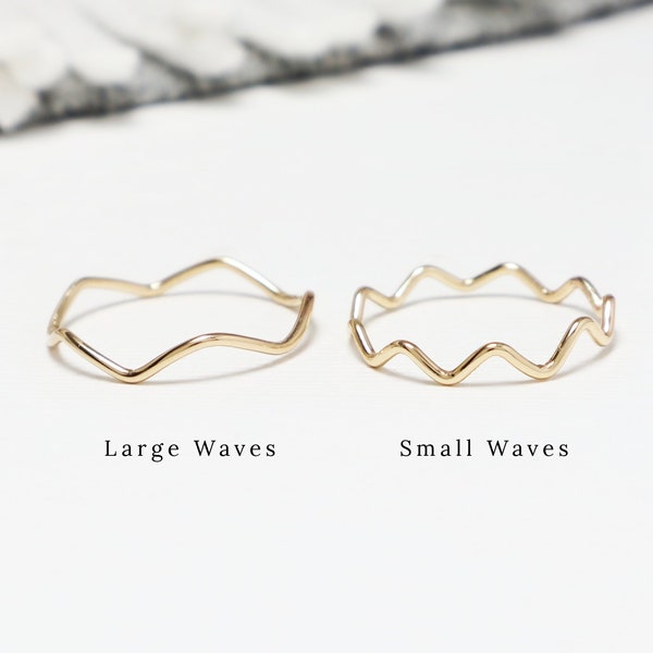 Thin Gold Wavy Wave Ring, Zig Zag Dainty Gold Rings For Women, Delicate Ring, Thumb Ring, Gold Filled, Minimalist Jewelry Gift | Wave Rings