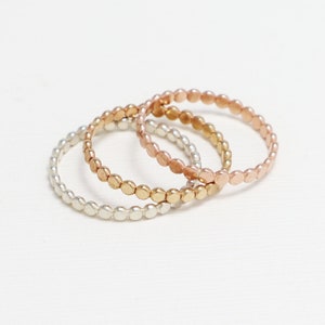 Thin Flat Bead Ring, Thumb Rings For Women, Delicate Ring, Dot Ring, Dainty Promise, Engagement, Wedding Band, 14K Gold Filled | Charm Rings image 3