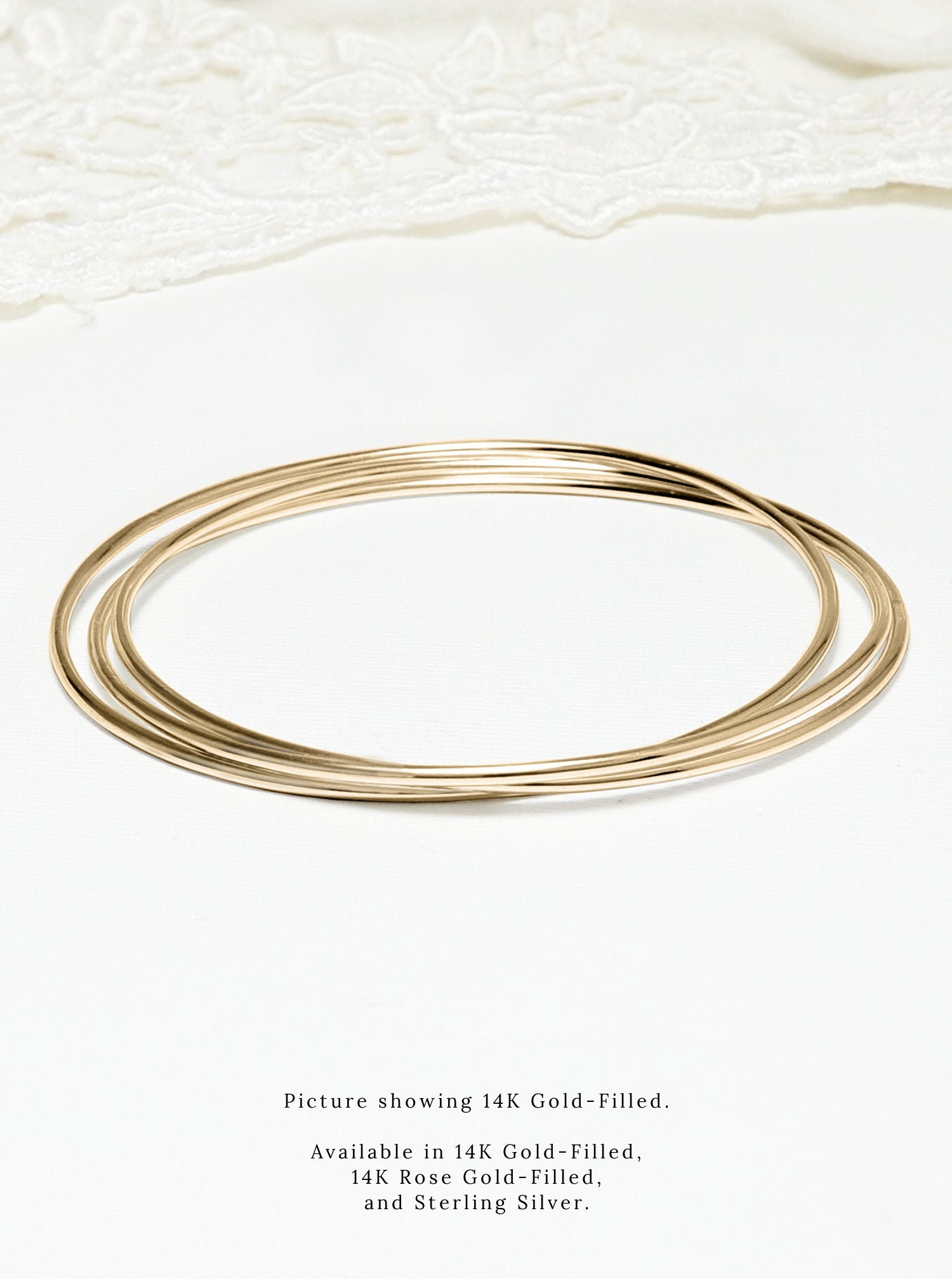 Thin Gold 3 Interlocking Bangle Silver 