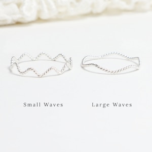 Thin Silver Twist Wavy Ring, Zig Zag Thumb Rings For Women, Dainty Wave Band Ring, Stacking Ring, Delicate Ring, Gift Mom | Wave Rings
