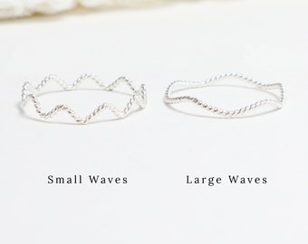 Thin Silver Twist Wavy Ring, Zig Zag Thumb Rings For Women, Dainty Wave Band Ring, Stacking Ring, Delicate Ring, Gift Mom | Wave Rings