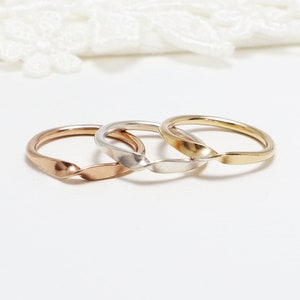 Mobius Gold Ring, Silver Couple Ring, 2mm, Gold Rings For Women, Promise Ring, Dainty Wedding Band, Engagement Ring, Stack Ring | Unity Ring