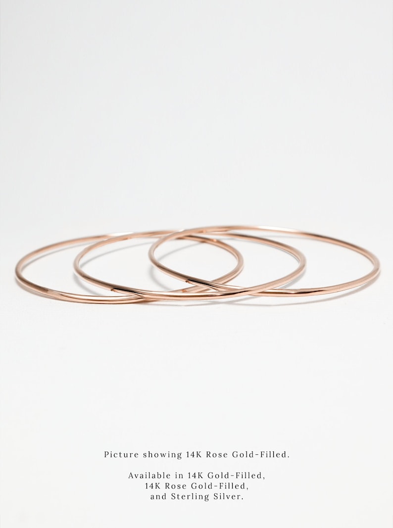 Minimalist Jewelry Gift For Her Simple Stacking Bangle Dainty Bangle For Women Thin Gold Filled Bangle Set Of 3 Silver Bangle Bracelet