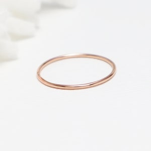 Super Thin Rose Gold Ring, Simple Rings For Women, Pink Gold Ring, Dainty Skinny Stacking Ring, 14K Rose Gold Ring, Thumb Ring | Bliss Ring