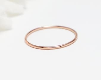 Superdünner Roségoldring, schlichte Ringe für Frauen, Roségoldring, zierlicher schmaler Stapelring, 14K Roségoldring, Daumenring | Glücksring