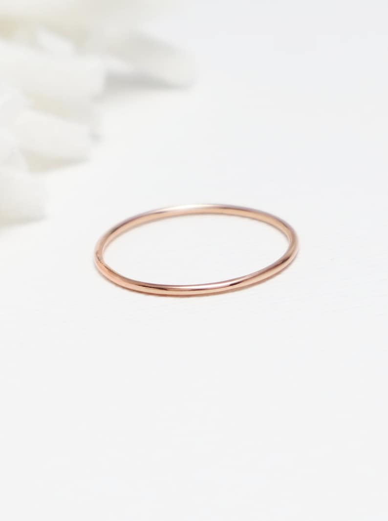 simple rings, minimalist ring, rose gold stack rings, thin gold bands, size 10 woman rings, rings for women, thumb ring Bliss Ring image 1