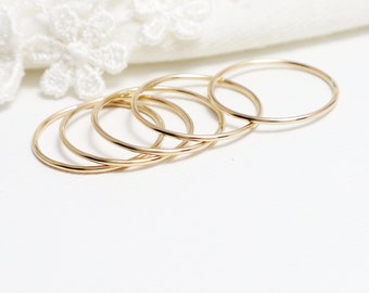 Super Thin Gold Ring Set Of 5, Gold Rings For Women, Dainty Ring, Thumb Ring, Delicate Simple Stack Ring Set, 14K Gold Filled | Grace Rings