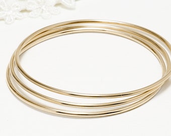 Thin Gold Filled Bangle Set Of 3, Silver Bangle Bracelet, Dainty Bangle For Women, Simple Stacking Bangle, Gift Her | Celebration Bangles