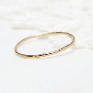 Super Thin Gold Textured Ring, Dainty Gold Rings For Women, Simple Stacking Ring, Delicate Thumb Ring, Midi Knuckle Ring | Paradise Ring