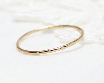 Super Thin Gold Textured Ring, Dainty Gold Rings For Women, Simple Stacking Ring, Delicate Thumb Ring, Midi Knuckle Ring | Paradise Ring