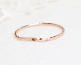 Super Thin Rose Gold Mobius Ring, Thumb Rings For Women, Dainty Wedding Band, Engagement Ring, Promise Ring, Twist 14K Ring | Unity Ring