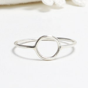 Open Circle Ring, Dainty Rings for Women, Thin Cute Silver Ring, Minimalist Ring, Tiny Simple Casual Karma Ring, Eternal Ring Unity Ring image 1