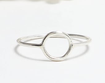 Open Circle Ring, Dainty Rings for Women, Thin Cute Silver Ring, Minimalist Ring, Tiny Simple Casual Karma Ring, Eternal Ring | Unity Ring