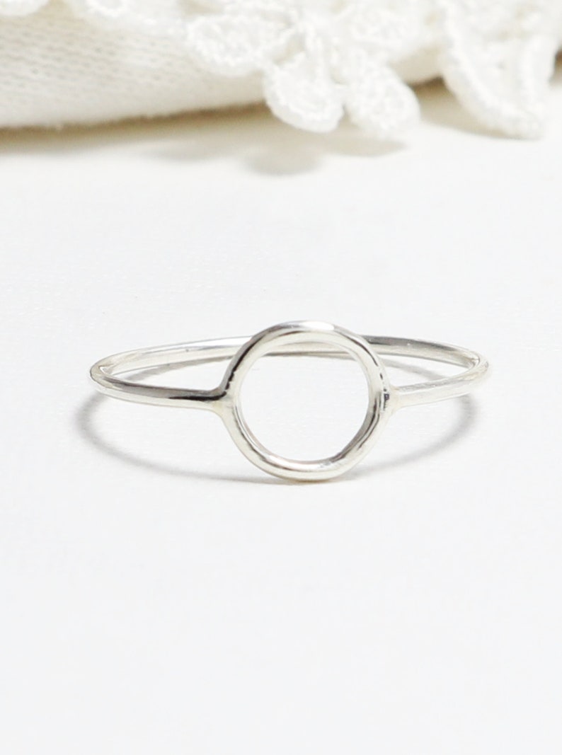 Open Circle Ring, Dainty Rings for Women, Thin Cute Silver Ring, Minimalist Ring, Tiny Simple Casual Karma Ring, Eternal Ring Unity Ring image 1