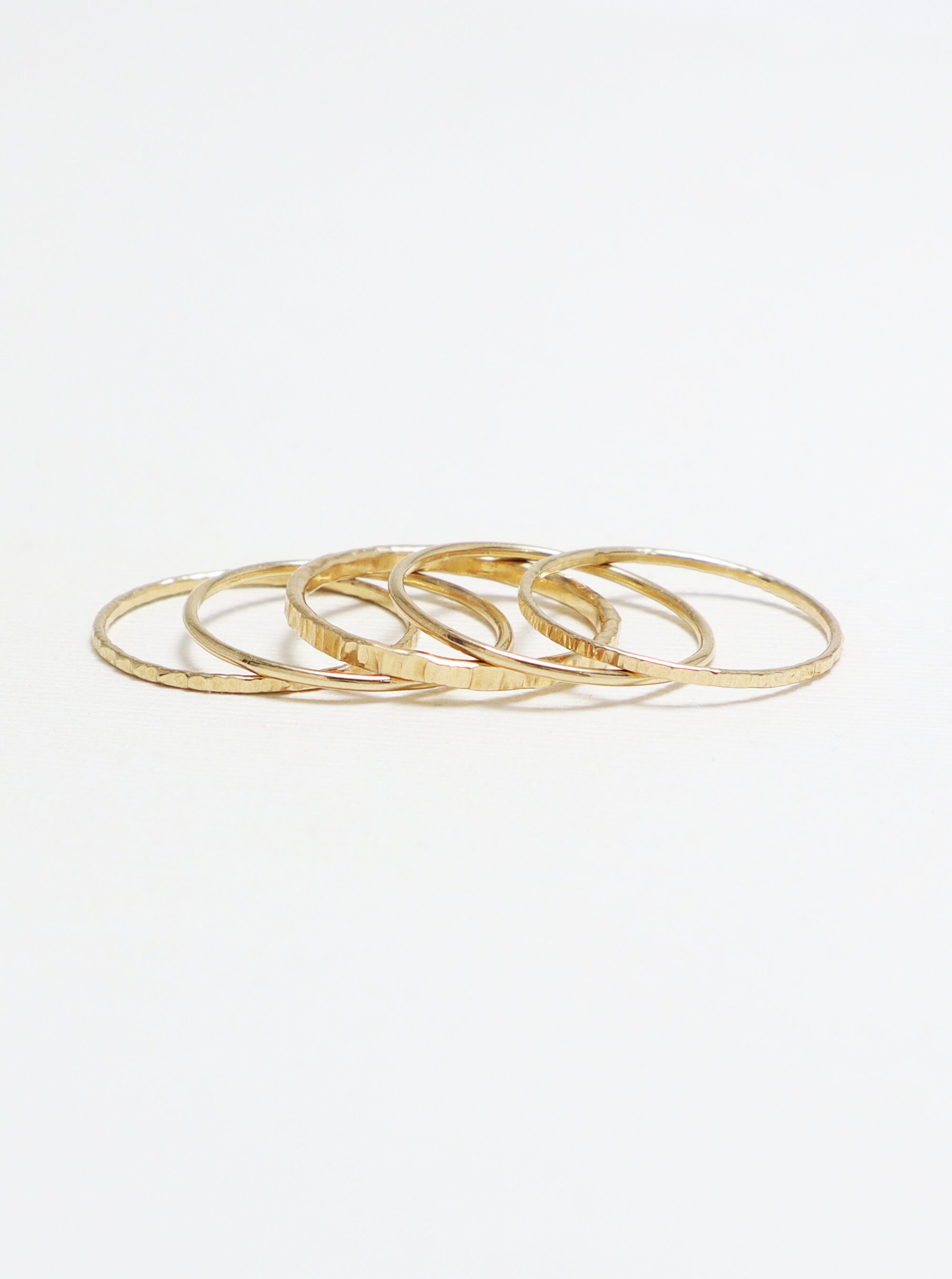 Thin Line Rings Gold Rings for Women, Minimalist Ring, Line Hammered Stacking Ring Set ...