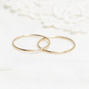 Super Thin Gold Ring Set Of 2, Gold Rings For Women, 14K Gold Filled, Simple Stacking Dainty Delicate Ring, Knuckle Rings | Quietude Rings