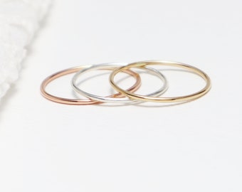 Super Thin Gold & Silver Ring Set Of 3, Rings For Women, Simple Dainty Ring, Thumb Ring, Minimalist Delicate Mixed Metal Stack | Bliss Rings