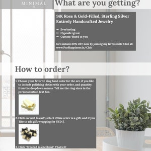 K&ouml;nnte beinhalten: Eine Grafik mit dem Text "What are you getting?" und "How to order?" Die Grafik beschreibt 14K Ros&eacute;gold- und Gold-gef&uuml;llten, Sterling-Silber-Schmuck, der komplett handgefertigt ist. Der Schmuck wird als langlebig, hypoallergen und ma&szlig;gefertigt beschrieben. Die Grafik enth&auml;lt auch Anweisungen, wie man den Schmuck bestellt.