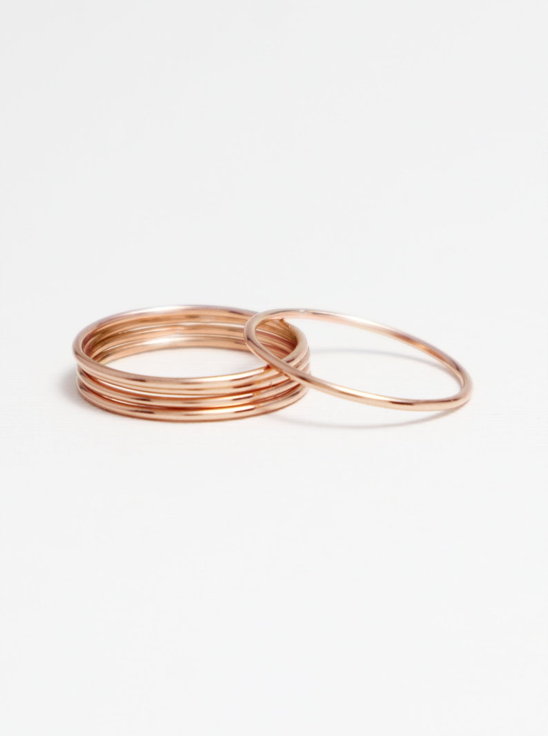 Super Thin Rose Gold Ring Set Of 5, Stacking Rings For Women, Minimalist Ring, Delicate Dainty Ring, 14K Rose Gold Thumb Ring Grace Rings image 5