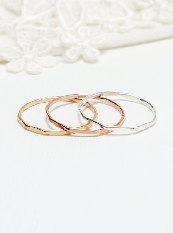 Super Thin Gold Faceted Ring, Thumb Rings For Women, Simple Ring, Dainty Ring, Minimalist Ring, Delicate Stacking Ring | Solace Rings