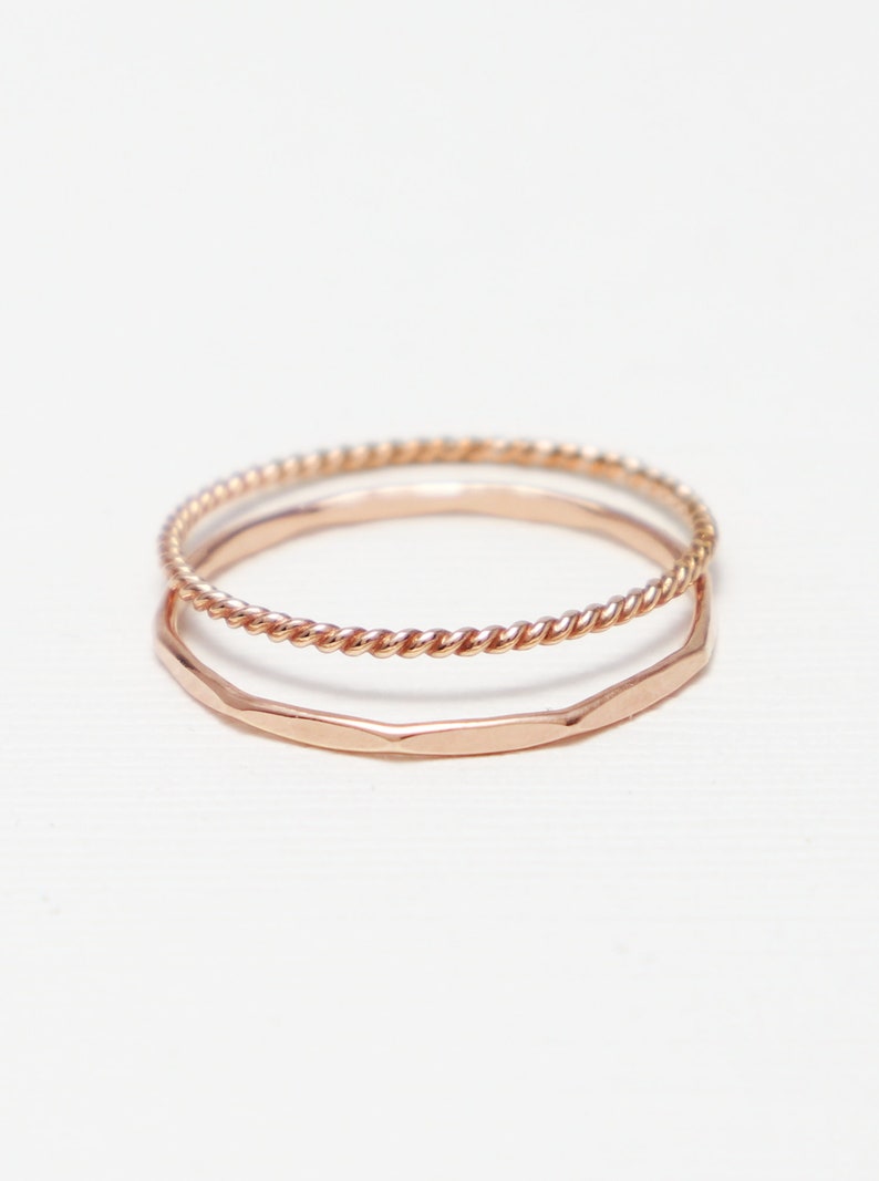 Super Thin Rose Gold Ring Set of 2 Gold Rings for Women Etsy