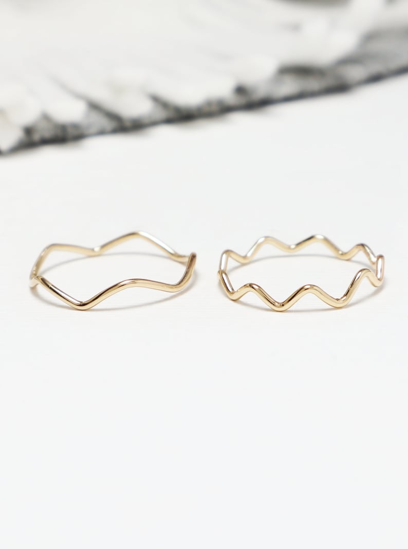 Thin Gold Wavy Wave Ring Zig Zag Dainty Gold Rings for Women Etsy Canada