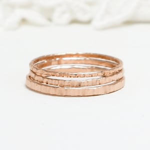 Rose Gold Textured Ring, Minimalist Ring, Gold Rings For Women, Thick Medium Thin Ring, Gold Stack Ring, 14K Gold Filled | Prosperity Rings