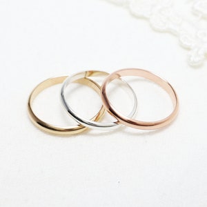Thin Gold-Filled Silver Couple Ring, 2.5mm, Thumb Ring For Woman, Promise Ring For Her, Dainty Wedding Band, Engagement Ring | Comfort Rings