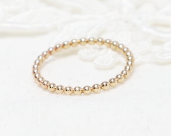 Anillo fino de cuentas de oro de 2 mm, anillos de pulgar dorados para mujer, anillo apilable sencillo, anillo delicado, anillo minimalista/anillo con dije