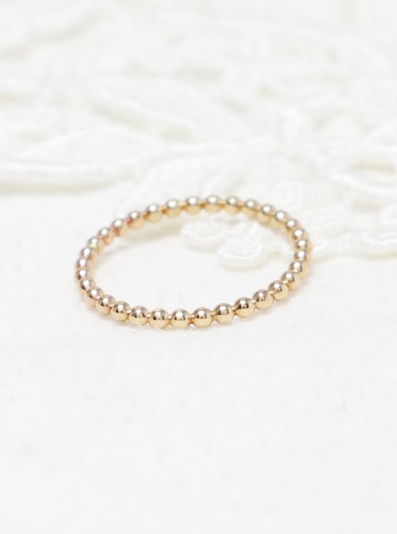 Thin Gold Beaded Ring 2mm Gold Thumb Rings for Women Simple