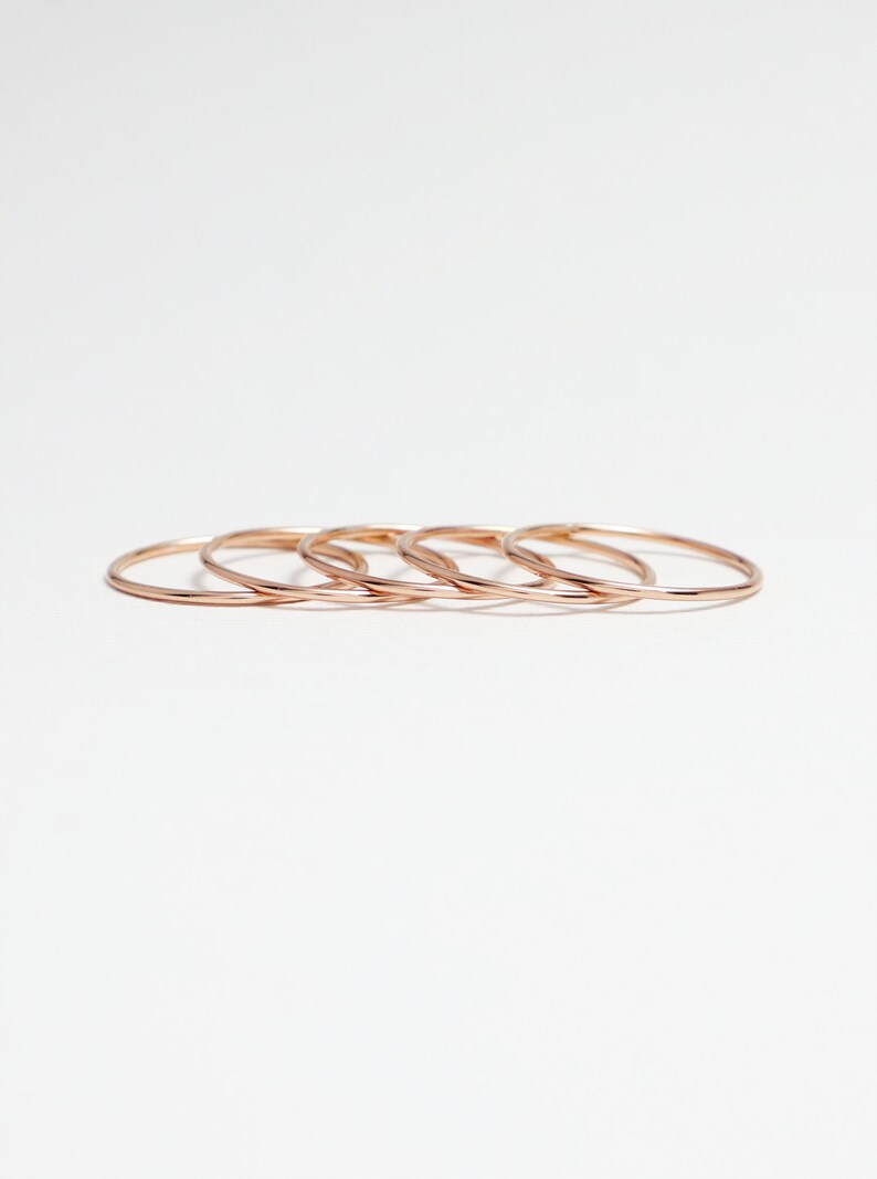 Super Thin Rose Gold Ring Set Of 5, Stacking Rings For Women, Minimalist Ring, Delicate Dainty Ring, 14K Rose Gold Thumb Ring Grace Rings image 3