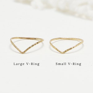 Super Thin Gold Chevron V Ring, Line Hammered Curved Ring, Gold Rings For Women, Thumb Ring, Delicate Minimal Stack Ring | Esprit Rings
