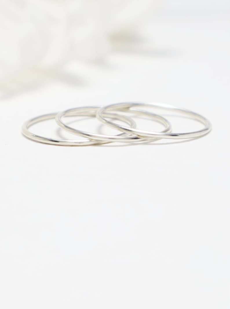 Cute Rings Minimalist Ring Dainty Ring Thin Silver Ring Set Of 3 Delicate Ring Smooth Ring Stacking Rings For Women Tiny Knuckle Ring