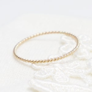 Super Thin Gold Twist Ring, Gold Rings For Women, Simple Stacking Ring, Dainty Ring, Delicate Ring, Thumb Ring, Midi Ring | Optimism Ring