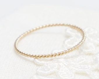 Super Thin Gold Twist Ring, Gold Rings For Women, Simple Stacking Ring, Dainty Ring, Delicate Ring, Thumb Ring, Midi Ring | Optimism Ring