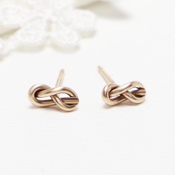 Infinity Knot Stud Earrings, Minimalist Earrings, Delicate Dainty Studs, Tiny Knot Stud Earrings, 14K Gold Filled, Silver | Unity Studs