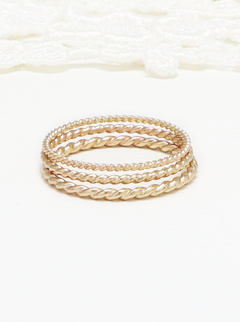 Gold Twist Stacking Ring, Gold Rings For Women, Minimalist Ring, Rope Ring, Stacking Ring, Thumb Ring, 14K Gold Filled Prosperity Rings All 3 Rings