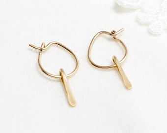 Bar Earrings, Bar Earrings Dangle, Line Earrings, Minimalist Earrings, Small Drop Earrings, Gold Earrings For Women | Accent Earrings