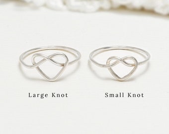 Silver Open Heart Infinity Knot Ring, Dainty Promise Love Rings For Women, Sister Mother Daughter Ring, Mom's Gift, Thumb Ring | Unity Rings