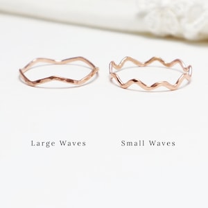 Thin Rose Gold Hammered Wavy Ring, Dainty Rings For Women, Mother Daughter, Sister, Zig Zag Ring, Rose Gold Filled, Thumb Ring | Wave Rings