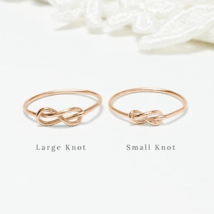 Tiny Super Thin Rose Gold Infinity Knot Ring, Dainty Mother Daughter Bridesmaid Bff Gift, Promise Love Rings For Women | Unity Rings