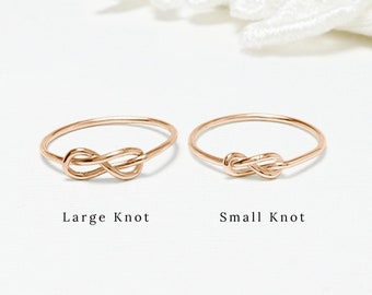 Tiny Super Thin Rose Gold Infinity Knot Ring, Dainty Mother Daughter Bridesmaid Bff Gift, Promise Love Rings For Women | Unity Rings