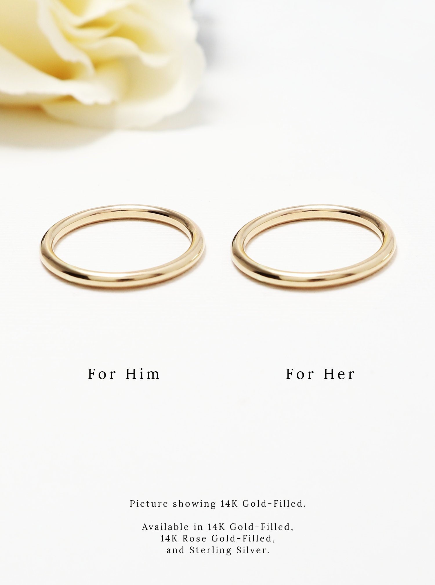 Matching Couple Ring Gold Ring Set 2mm 