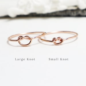 Tiny Super Thin Rose Gold Knot Ring, Dainty Promise Love Rings For Women, Sister Mother Daughter Rings, Gift Bridesmaids, Mom | Unity Rings