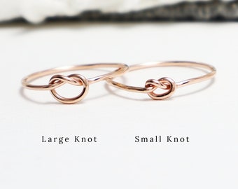 Tiny Super Thin Rose Gold Knot Ring, Dainty Promise Love Rings For Women, Sister Mother Daughter Rings, Gift Bridesmaids, Mom | Unity Rings