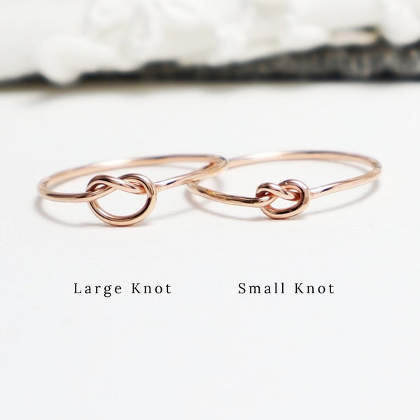 Tiny Super Thin Rose Gold Knot Ring, Dainty Promise Love Rings For Women, Sister Mother Daughter Rings, Gift Bridesmaids, Mom | Unity Rings