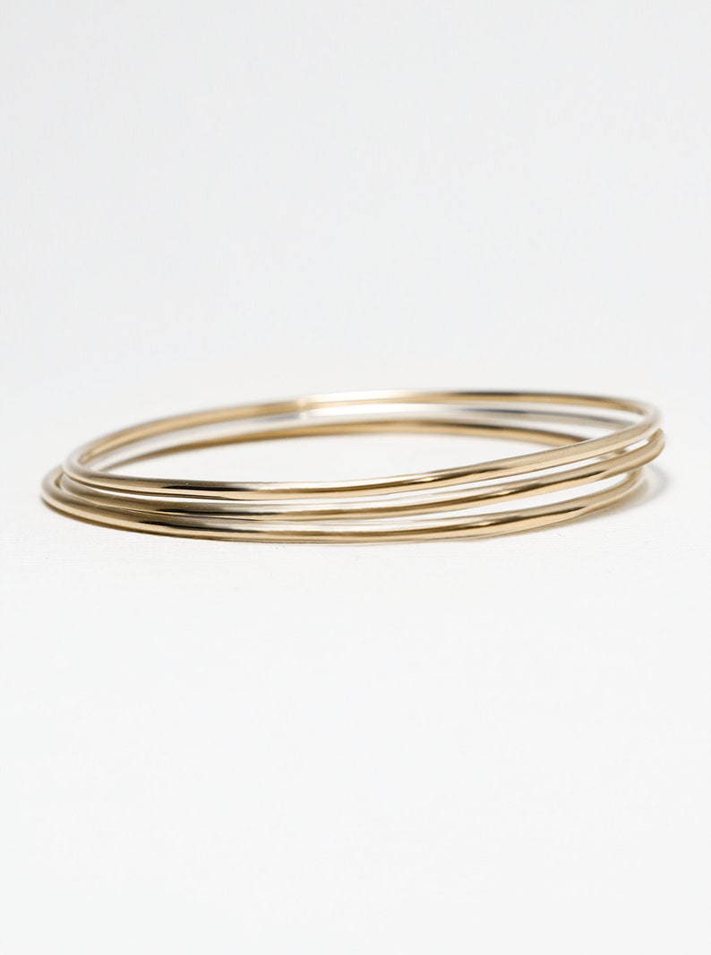 Minimalist Jewelry Gift For Her Simple Stacking Bangle Dainty Bangle For Women Thin Gold Filled Bangle Set Of 3 Silver Bangle Bracelet
